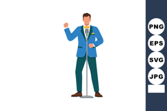 Man in blue suit singing with microphone vector illustration Product Image 1