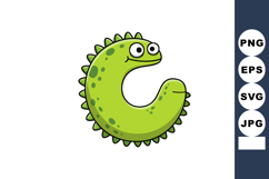 Green Cartoon Dinosaur Vector Illustration with Round Body a Product Image 1