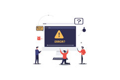 Group of people troubleshooting computer error on a large sc Product Image 1