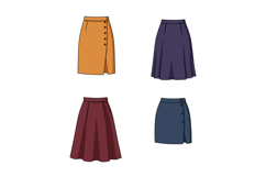 Four stylish womens skirts in various colors and designs pre Product Image 1