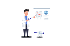 Dentist in a white coat explaining dental anatomy with flat Product Image 1