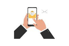 Hands holding smartphone displaying email notification in fl Product Image 1