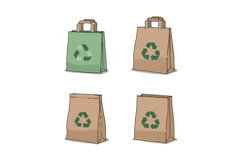 Eco-friendly shopping bags featuring recycling symbols in a Product Image 1
