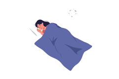 Woman peacefully sleeping under a blue blanket in a minimal Product Image 1