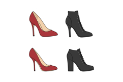 Stylish high heels and ankle boots in flat design showcasing Product Image 1