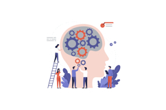 Creative team collaborating on brain gears in flat vector il Product Image 1