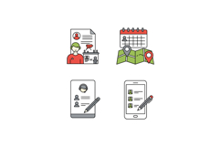 A collection of digital icons representing scheduling, conta Product Image 1