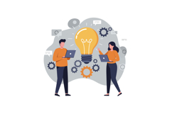 Two professionals collaborating in a creative workspace with Product Image 1
