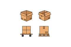 Carton boxes and pallet on a cart in flat vector illustratio Product Image 1