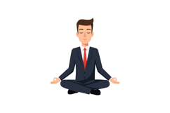 Businessman in a suit meditating peacefully, flat design sty Product Image 1