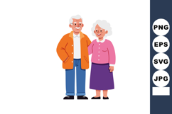 Elderly couple standing together smiling in casual clothing Product Image 1