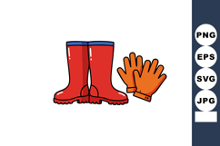 Red boots and orange gloves vector illustration for gardenin Product Image 1