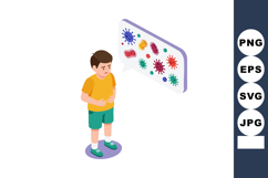 Child with stomach ache suffering from germs and bacteria ca Product Image 1