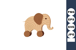 Wooden elephant toy with wheels simple design vector illustr Product Image 1