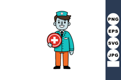 Male nurse holding red medical cross symbol healthcare profe Product Image 1