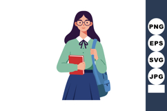 Student girl holding book with backpack education concept yo Product Image 1