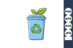 Recycling bin with green leaves symbolizing eco friendly was Product Image 1