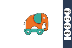 Elephant toy on wheels simple colorful vector design for chi Product Image 1