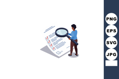 Person examining checklist with magnifying glass for detaile Product Image 1