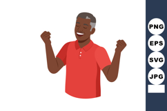 Happy middle aged man celebrating success with raised fists Product Image 1