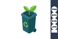 Green plant sprout growing from recycling bin symbolizing en Product Image 1