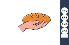 Hand Holding Fresh Bread Loaf Vector Illustration with Simpl Product Image 1