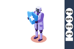 Medical robot holding shield with cross symbol protecting he Product Image 1