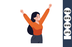 Woman celebrating success with arms raised wearing orange to Product Image 1