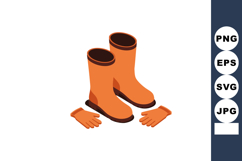 Orange rubber boots with matching gloves gardening equipment Product Image 1