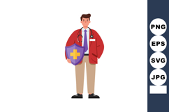 Doctor holding medical shield with cross symbol representing Product Image 1