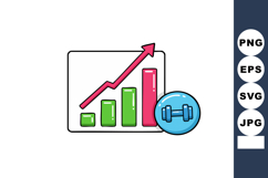 Fitness progress chart with rising arrow and dumbbell icon f Product Image 1