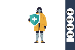 Woman holding medical shield symbol healthcare protection co Product Image 1