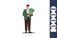 Man holding money cash bills in hands happy successful busin Product Image 1