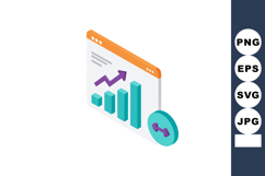 Business growth chart with upward arrow and dumbbell icon re Product Image 1