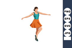 Young woman dancing with arms outstretched wearing teal top Product Image 1