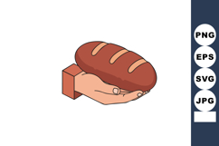 Hand holding fresh brown loaf of bread vector illustration f Product Image 1