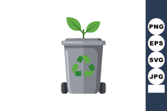 Recycling bin with green plant sprout symbolizing environmen Product Image 1