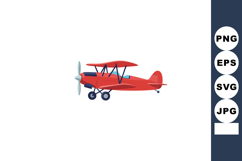 Red vintage biplane airplane side view vector illustration w Product Image 1