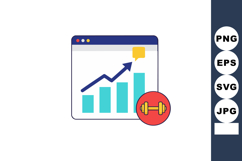 Fitness progress chart with upward arrow and dumbbell icon s Product Image 1