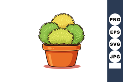 Decorative cactus plants in terracotta pot with green and ye Product Image 1