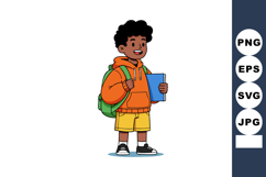 Young boy wearing orange hoodie and yellow shorts holding bl Product Image 1