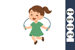 Girl Jumping Rope Enjoying Playful Activity with Brown Hair Product Image 1
