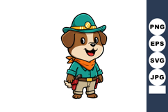 Cute cartoon dog cowboy character wearing hat and bandana ve Product Image 1