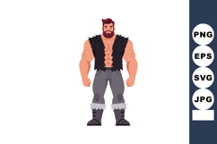 Muscular man with beard wearing rugged vest and boots vector Product Image 1