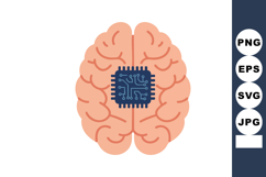 Brain with central microchip illustration symbolizing artifi Product Image 1