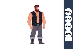 Muscular man with beard wearing sleeveless vest and boots st Product Image 1