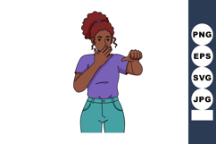 Young woman showing disapproval gesture with thumb down and Product Image 1