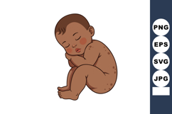 Sleeping baby curled up peacefully with brown skin and close Product Image 1