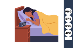 Woman peacefully sleeping in bed under yellow blanket with d Product Image 1