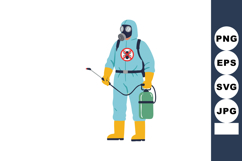 Person in protective suit spraying disinfectant for pest con Product Image 1